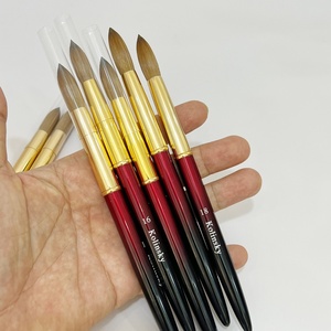 Wholesale 100% Pure Kolinsky Oval Hair 18 Luxury Style Acrylic Nail Art <b>Brush</b> High Quality Metal Handle Custom logo - Product Image 5