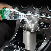 Tasse Chauffante de Voiture 12V en Acier Inoxydable, Bouilloire 500ML pour Café, Mug Chauffé, Thermos Isotherme avec Design Circulaire Thermique