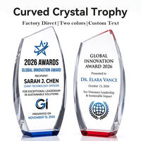 Nouveau design Trophée Bouclier en Cristal Grande surface de gravure Accent en cristal coloré Prix d'Excellence Mondiale en Affaires