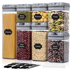 Amazon Hotselling Kitchen Boxs Canister 7Pcs Plastic Food Storage Container Jar Set with Lid