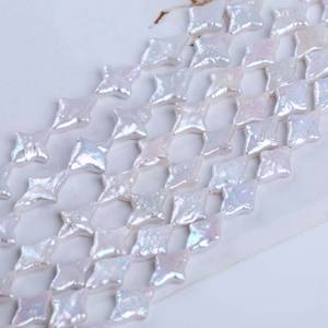 Cuentas de Agua Dulce Naturales Hechas a Mano, Forma de Estrella de Cuatro Puntas, Color Rosa, Orificio Recto, Venta al por Mayor en Zhuji, Accesorios de Bricolaje, Estilo Barroco - Product Image 5