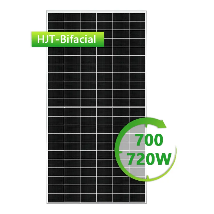 لوحة طاقة شمسية من المستوى الأول مزدوجة الوجه وزجاج مزدوج FY JA Trina Jinko Longi بقدرة 670 واط و680 واط و690 واط و700 واط و730 واط و750 واط مع خلية طاقة شمسية HJT