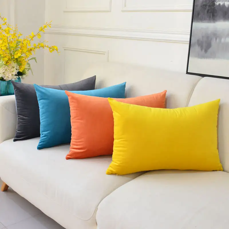 Fronha de veludo sublimada em branco para sofá e travesseiro, capas decorativas de luxo personalizadas para sofá e travesseiro estampado 50x30