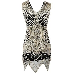 Vestido Retro de los Años 20 con Cuentas y Borlas, Diseño de Flores en las Nubes, Sexy, con Lentejuelas, para Actuaciones, Tallas XS-4XL - Product Image 3