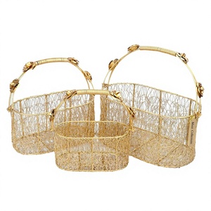 Cesta de Almacenamiento Rectangular de Metal Vintage con Asa, Ecológica y Multiusos para Ropa, Cestas de Almacenamiento de Alambre Metálico Rectangulares - Product Image 4
