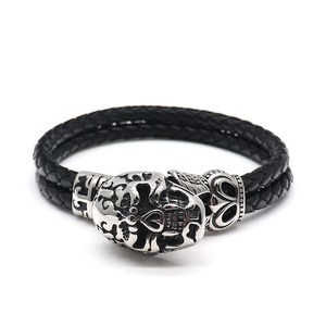 <span class=keywords><strong>VIYA</strong></span> Bracelet à la mode en forme d'animal punk pour homme, cadeau noir pour papa, fils, maris, petits amis, fête des pères, remise des diplômes, saint valentin - Product Image 2
