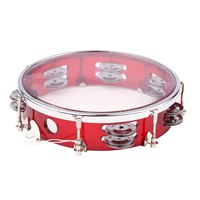 8-inch Tambourine Handbell Hand Drum with Double Row Jingles Percussion Instrument