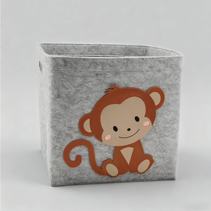 Organisateur de stockage de jouets pour enfants de grande <span class=keywords><strong>capacité</strong></span> imprimé d'animal de dessin animé en gros panier de rangement pliant en feutre pour les vêtements sales - Product Image 4