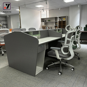 حديث أبيض منسوج نمط 2-8 شخص وحدات على شكل I مقصورة مكتب خشبية متينة محطة عمل الموظفين لوحة مكتب أنيقة - Product Image 6