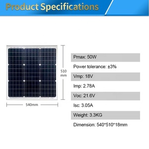 Trung Quốc Nhà Máy Giá Danh Sách Giá Rẻ Mono Quang Điện Mô-đun Năng Lượng Mặt Trời Hệ Thống Bảng Điều Khiển 50W Bao Gồm Cả Điều Khiển, Pin Và Cáp - Product Image 4