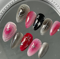 Lot de 10 faux ongles à presser faits main personnalisés – Meilleures ventes, magnifiques, de luxe, forme cercueil, en PMMA pour doigts