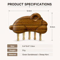 Peigne de massage du cuir chevelu en bois de santal vert naturel, masseur de méridiens pour la tête, 9,4*6,6*1,9 cm