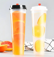 Gobelets jetables en plastique PP de 32 oz (1000 ml) avec logo personnalisé imprimé, 90 mm, pour boissons froides, thé au lait, bubble tea