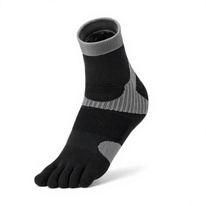 Chaussettes d'hiver respirantes noires à cinq doigts pour hommes et femmes, personnalisables, avec logo, en gros, en stock - Product Image 4