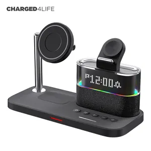 Wholesale New QI 2024 Multifunctional Watch Wireless Chargers For Phone Colorful RGB Night Light Station Alarm Clock Display