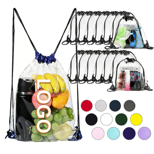 Wholesale Custom Logo <b>Drawstring</b> Storage Outdoor Transparent Pvc Bag Canvas Customized Sports <b>Backpack</b> - Product Image 3