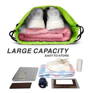 Wholesale Large Capacity Drawstring Backpack Waterproof Grocery Storage <b>Bag</b> Green <b>Nylon</b> Drawstring <b>Bag</b> - Product Image 4