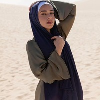 Voile Hijab Long en Mousseline de Soie de Haute Qualité pour Femme, Séchage Rapide, Design Uni Traditionnel en Jersey, Idéal pour l'Été Musulman