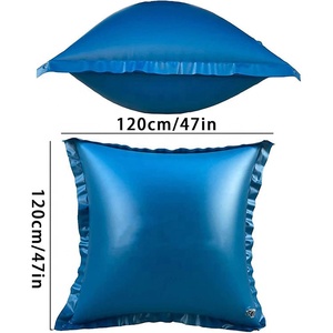 Flotteur de piscine gonflable pliable portable en PVC bleu avec trous de corde Matelas d'eau de divertissement d'hiver - Product Image 2