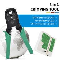 Kit de réparation réseau Handskit RJ45 RJ11 RJ12 avec pince à sertir, dénudeur de fils, connecteurs, testeur de câbles et pince à ressort