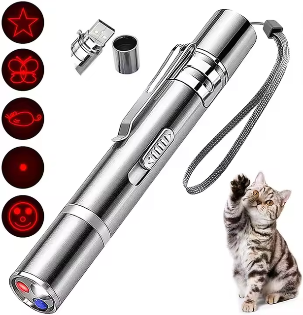 High Quality USB Rechargeable Pointer Red Light Interactive Toys Chaser Laser Pen Cat Teaser Exerciser Training Toy for Cats