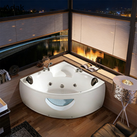 Baignoire triangulaire autoportante en acrylique Adak WB-5034, portable, pour intérieur, avec massage par air, bain à remous, drain, capacité 60+ gallons, design moderne