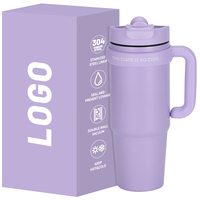 Bouteille d'eau isotherme de voyage Olerd 30oz en acier inoxydable avec paille – Tasse à café thermique classique et élégante de haute qualité pour voiture