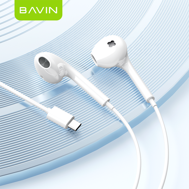 BAVIN  Support logo Custom HX871 Type c Plug Semi in Ear Wire Music Headphones for Ios 15 16 17 Mobile Phone