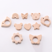 Perles en bois en vrac pour la fabrication de chaînes de sucettes DIY, jouets de dentition, bijoux artisanaux en forme d'animaux, étoiles et cœurs, jouets sensoriels pour bébés, vente en gros