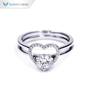 แหวนเงินแท้ Tianyu S925 ประดับโมอิสซาไนต์ 5.0 มม. ดีไซน์รูปหัวใจ 2 สี แหวนหมั้น/ขอแต่งงาน สำหรับวันวาเลนไทน์ - Product Image 1