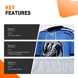 कस्टम मेड सर्विस हॉकी जर्सी 100% पॉलिएस्टर सबलिमिनेशन प्रिंटिंग टीम स्पोर्ट्स एंटी-बैक्टीरियल पर्यावरण पर्यावरण के अनुकूल - Product Image 3