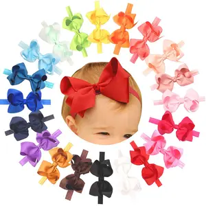 卸売ブティックグログランリボンヘッドバンド弓、4.5インチ大きな髪リボン弓赤ちゃん女の子幼児子供と幼児