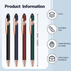 促销新颖金属触笔圆珠笔，带定制雕刻激光绿色玫瑰金徽标，用于触摸屏廉价礼品圆珠笔 - Product Image 2