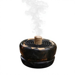 Brûleur d'encens unique en bois d'acacia et résine, fait main, de luxe, Mubkhar Bakhoor, pour copeaux d'oud, parfum arabe, Majlis - Product Image 1