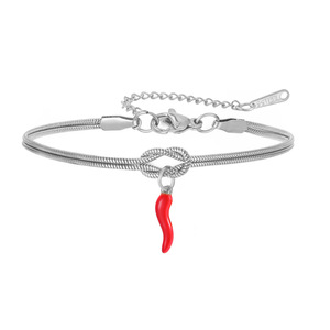 Bracelets minimalistes très vendus pour femmes et hommes, accessoires porte-bonheur, bracelets en acier inoxydable avec nœud infini et breloque <span class=keywords><strong>corne</strong></span> <span class=keywords><strong>italienne</strong></span> - Product Image 1