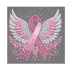 A todo color listo para presionar cinta Rosa bordado falso concientización sobre el Cáncer transferencia DTF hierro-En calcomanía de concientización sobre el cáncer de mama - Product Image 1