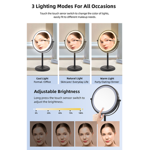 Bán buôn Led Gương trang điểm 360 ° xoay 1X 5x Độ phóng đại kim loại bền khung cho Vanity phòng tắm du lịch - Product Image 2