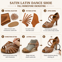 Chaussures de danse latine à talons hauts avec strass pour mariage, chaussures d'intérieur, sandales sexy à talon aiguille pour femmes, idéales pour la salsa et le jazz