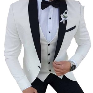 Commercio estero europeo americano nuovo monopetto piatto a tre pezzi bianco con risvolto <span class=keywords><strong>nero</strong></span> banchetto da sposo <span class=keywords><strong>vestito</strong></span> da <span class=keywords><strong>uomo</strong></span> migliore - Product Image 5