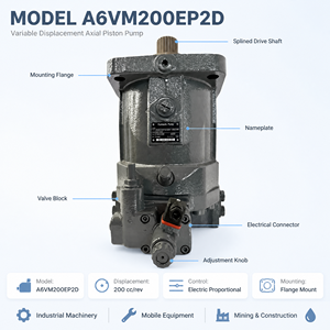 มอเตอร์ไฮดรอลิกแบบลูกสูบแกนหมุน A6VM A6VM200EP2D สำหรับเครื่องเจาะแบบหมุน เครน วินซ์ อะไหล่เครื่องจักรก่อสร้าง - Product Image 3