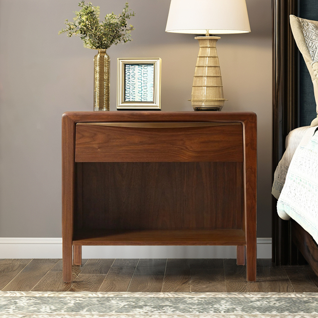 FERLY 2024 Solid Walnut Wood Floating Nightstand Modern Bedroom Furniture Custom Bedside Table for Living Room