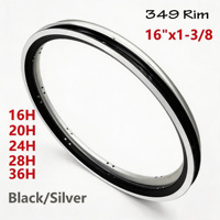 Jantes de vélo à double couche 16 pouces 1-3/8 pour vélo pliant Brompton, jantes en alliage d'aluminium CNC, noir argent, 16-20-24-28-36 trous