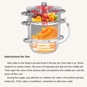 Vaporizador de frutas de 8L, Extractor de zumo de acero inoxidable, exprimidor de vapor de inducción con tapa de vidrio - Product Image 3