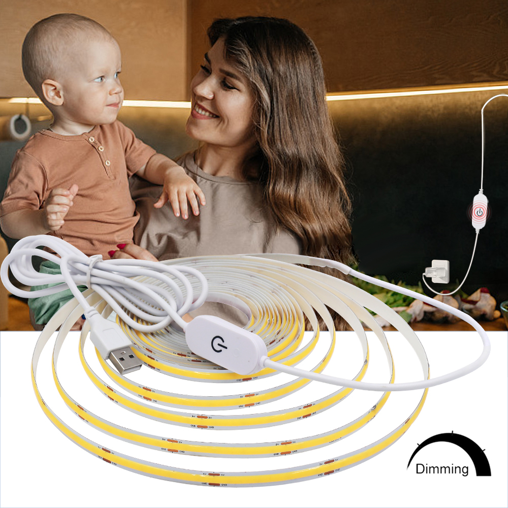 DC 5V USB COB LED Strip Lights 320LEDs/M Red/Ice Blue/Green/Pink/White Outdoor ABS Material IP Rated Flexible · image 4