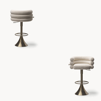Chaise de salle à manger moderne de luxe en tissu bouclé rond avec base en acier inoxydable 304 pour villa et salle à manger