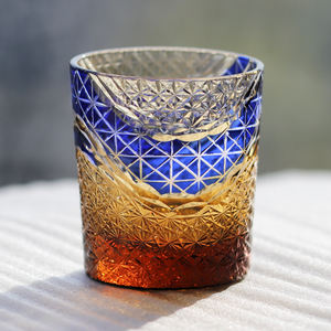 Vaso de whisky Edo Kiriko <span class=keywords><strong>Amber</strong></span> Old Fashioned, vasos de fondo grueso soplados a mano, perfecto para cóctel de bebidas Bourbon - Product Image 5