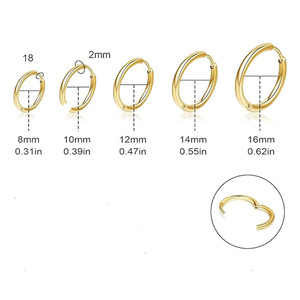 Pendientes de aro de acero inoxidable de 8-16 cm para mujeres y hombres, clips para cartílago de la oreja, diseño redondo y sencillo - Product Image 2