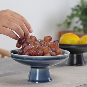 Assiette à fruits en céramique sur pieds, ronde, en porcelaine, style rétro, pour la maison et les fêtes - Product Image 3