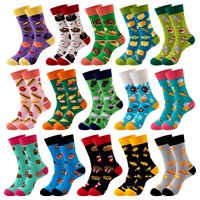 Chaussettes mi-mollet tendance en coton respirant pour hommes, série alimentaire originale, vente chaude
