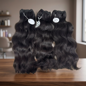 Extensiones de Cabello Humano Natural de Templo del Sur de la India al por Mayor, Doble Trama, Ondulado Ligero, 26 Pulgadas, Trama Recta - Product Image 3